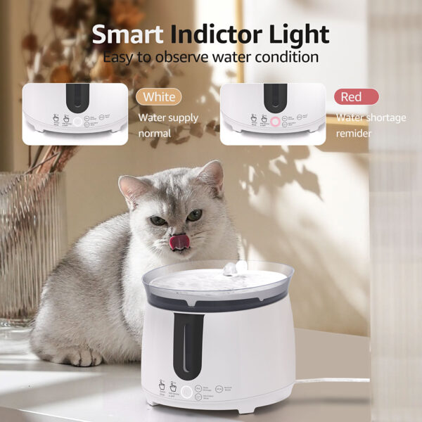 Cat Water Fountain Auto Filter Wireless Smart Pet Cat Drinker Bowl 2L Recirculate Filtring Drinker for 3