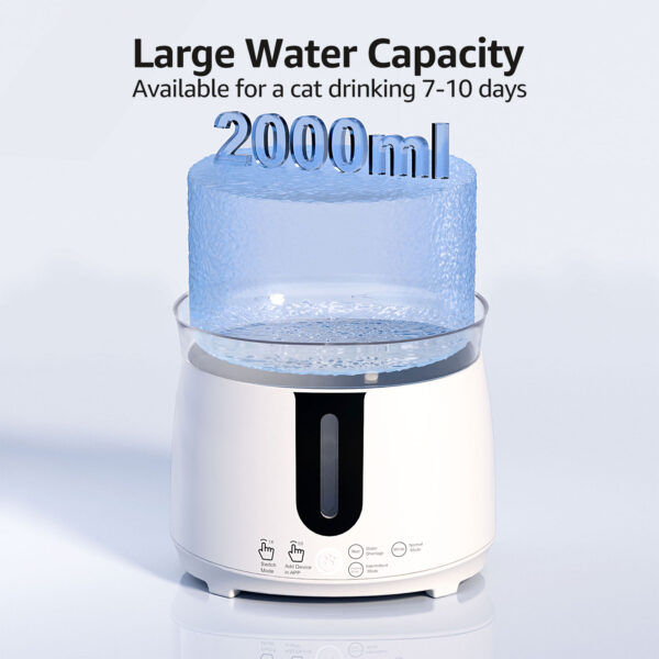 Cat Water Fountain Auto Filter Wireless Smart Pet Cat Drinker Bowl 2L Recirculate Filtring Drinker for 4