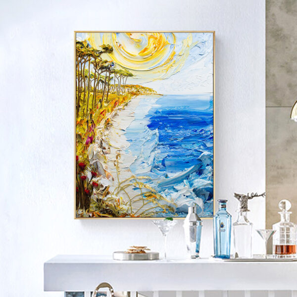 Modern Oil Painting On Canvas Seaside Sunrise Landscape Abstract Oil Painting Hand Painted Large Wall Art 2