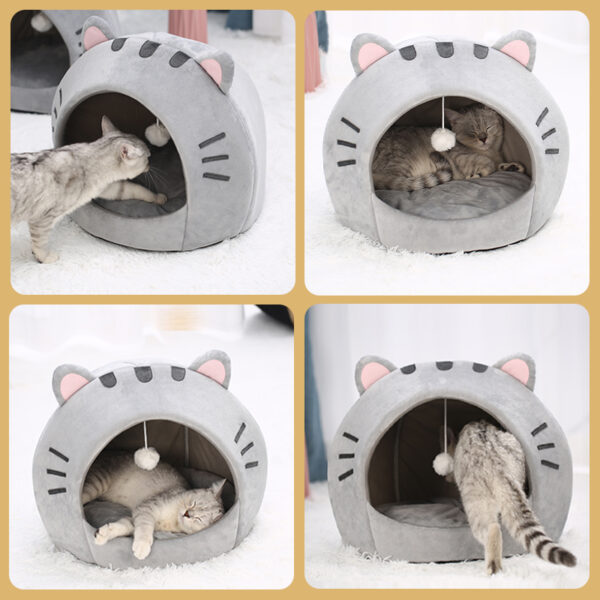 Super Cat Bed Warm Pet House Kitten Cave Cushion Cat House Warm Sleeping Dog Basket Tent 3