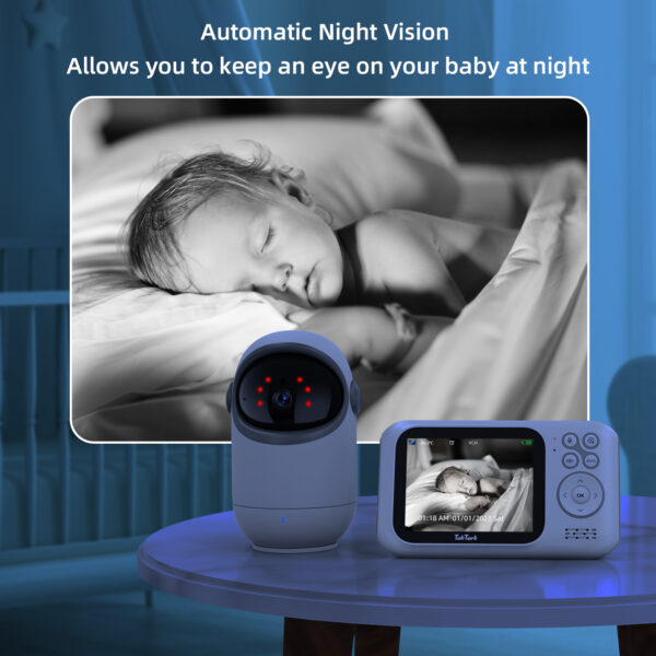3 2 Inch Video Baby Monitor With Pan Tilt Camera Wireless Security Night Vision Temperature Monitoring 4