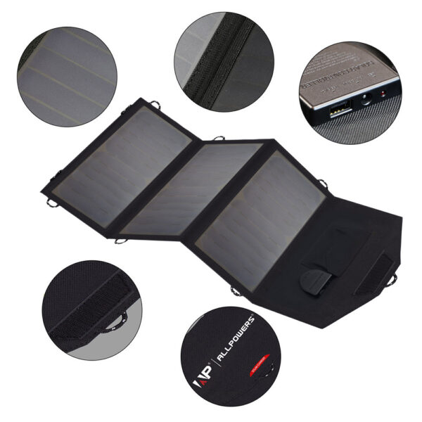 ALLPOWERS Flexible Foldable Solar Panel 5V 18V High Efficience Solar Battery Charger 21W Solar Phone Charger 4