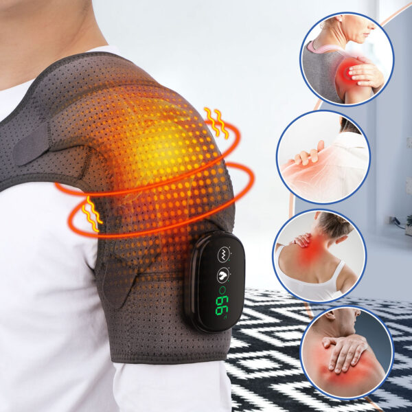 Electric Heating Therapy Shoulder Brace Heating Shoulder Massage Support Adjustable Led Heating Belt For Arthritis Joint 1