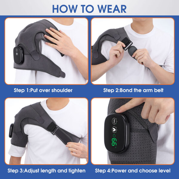 Electric Heating Therapy Shoulder Brace Heating Shoulder Massage Support Adjustable Led Heating Belt For Arthritis Joint 4