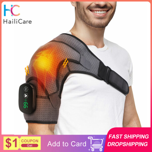 Electric Heating Therapy Shoulder Brace Heating Shoulder Massage Support Adjustable Led Heating Belt For Arthritis Joint