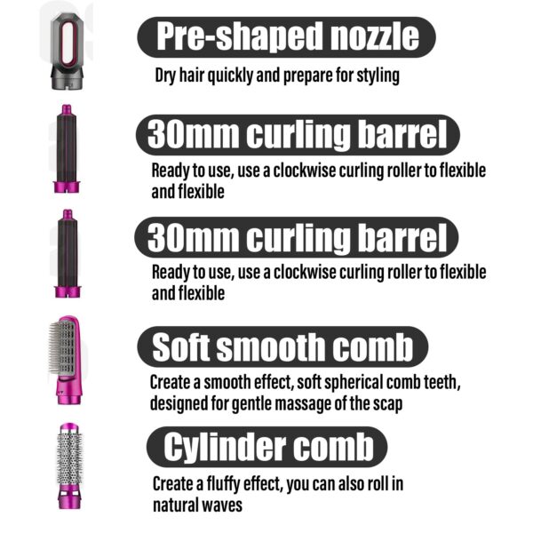 Hair Dryer 5 In 1 Hair Wrap Electric Hair Straightener Brush Blow Dryer Air Comb Detachable 5