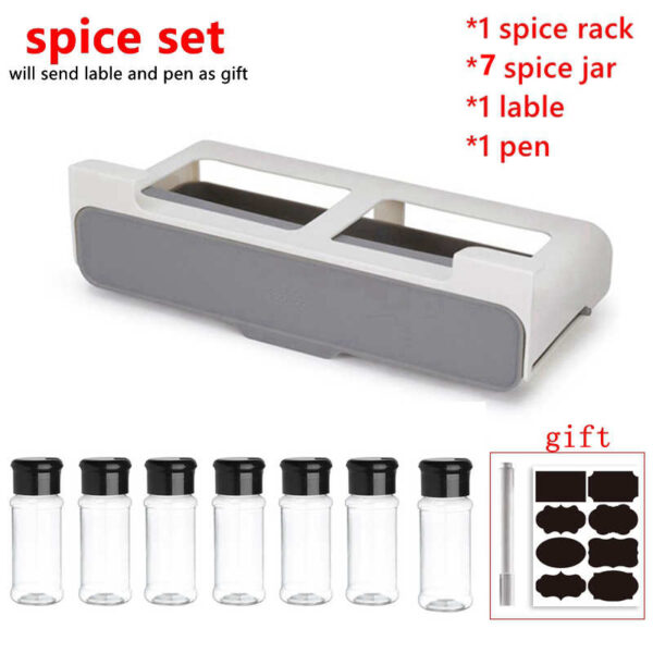 Kitchen Spice Rack Self adhesive Wall mounted Under Shelf Seasoning Bottle Storage Rack Spice Organizer Kitchen 5